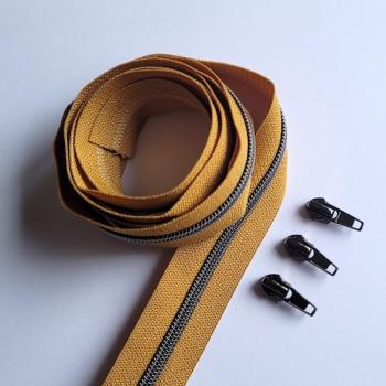 Reissverschluss & Zipper im Set (Gunmetal/Curry)